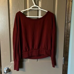 Cuyana boatneck top, burgundy, size medium